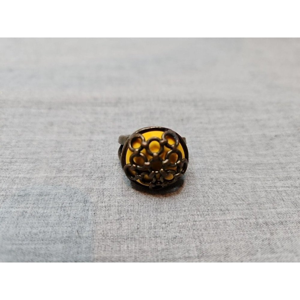 Vintage Large Brown Circular Ring, Cage/Caged Design, Size 9
